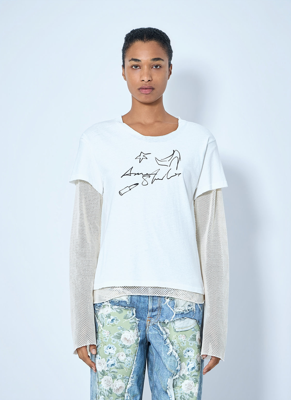 Acne Studios Acne Studios Women Layered Mesh Sleeve T-Shirt