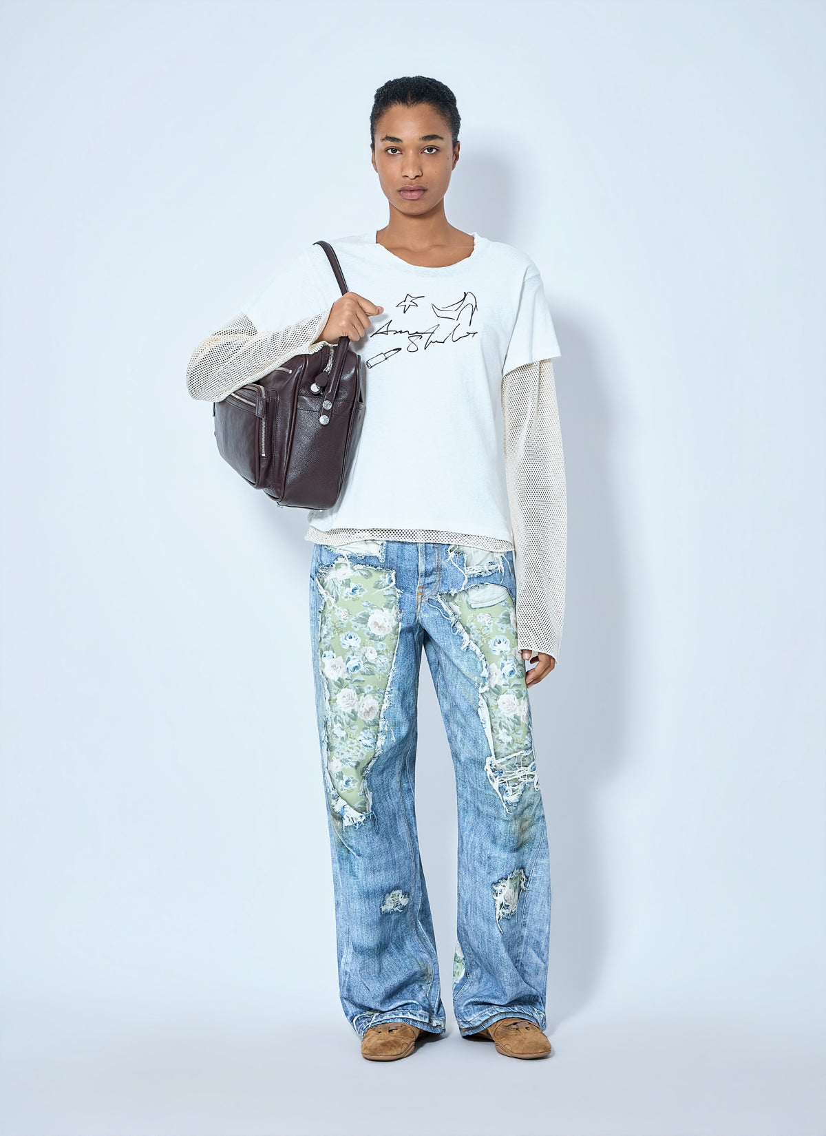 Acne Studios Acne Studios Women Layered Mesh Sleeve T-Shirt