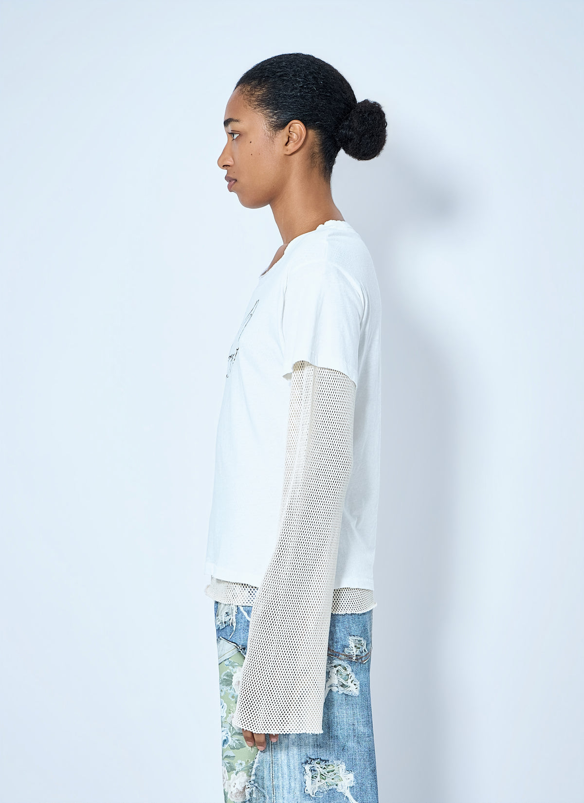 Acne Studios Acne Studios Women Layered Mesh Sleeve T-Shirt