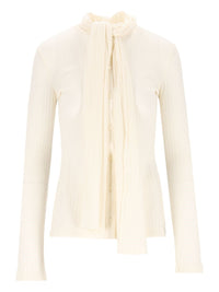 Toteme Women Ribbed Bow Blouse