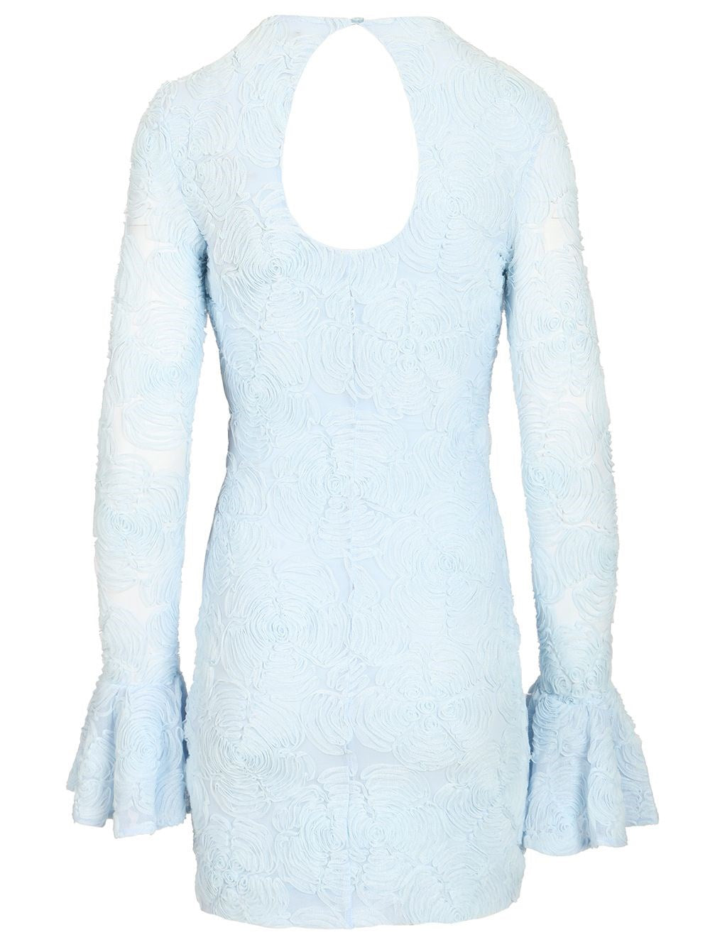 Rotate Women Blue Mesh Mini Dress With Ruffles