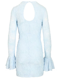 Rotate Women Blue Mesh Mini Dress With Ruffles