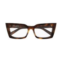 Saint Laurent Eyeglasses Cat Eye Full Rim, Havana Frame and Transparent Anti-Reflective Demo Lens Lens SL554002