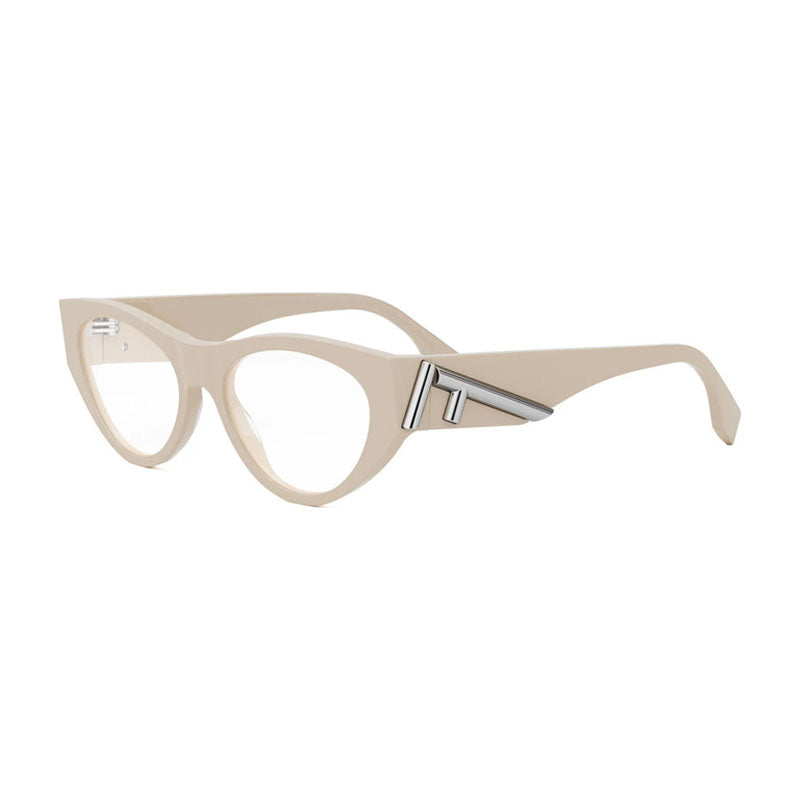 Fendi Eyeglasses Cat Eye Full Rim, Shiny Brown Frame and Clear Demo Lens Lens FE50092I057