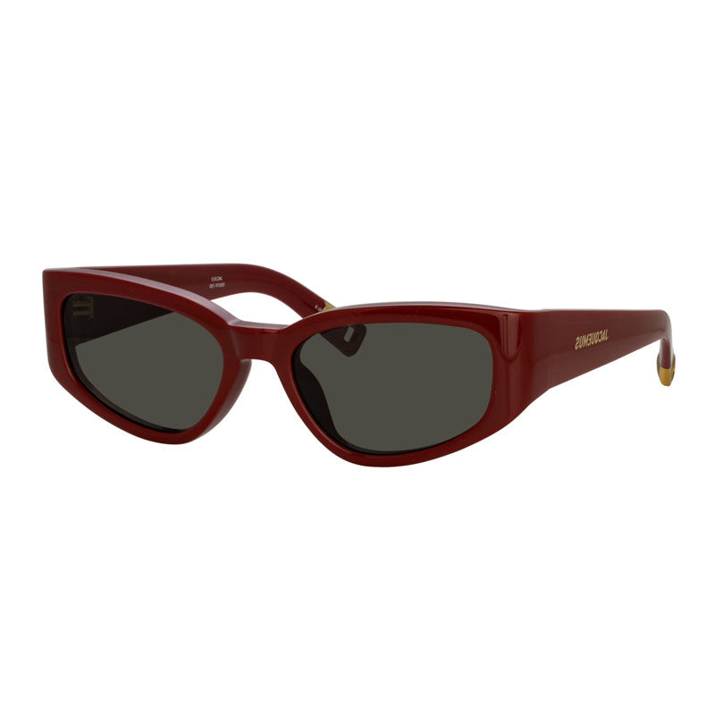 Jacquemus Sunglasses Cat Eye Full Rim, Burgundy Frame and Grey Lens JAC/5C3