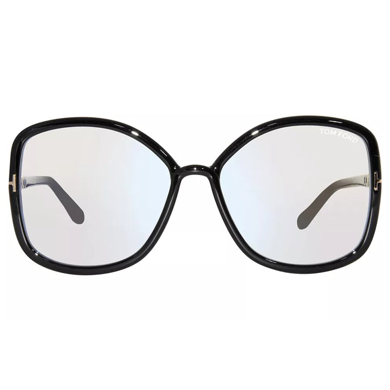 Tom Ford Eyeglasses Butterfly Full Rim, Shiny Black Frame and Clear Demo Lenses Lens FT5845-B001