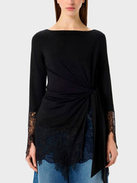 Blumarine Women Jersey Tunic With Lace Ruffles