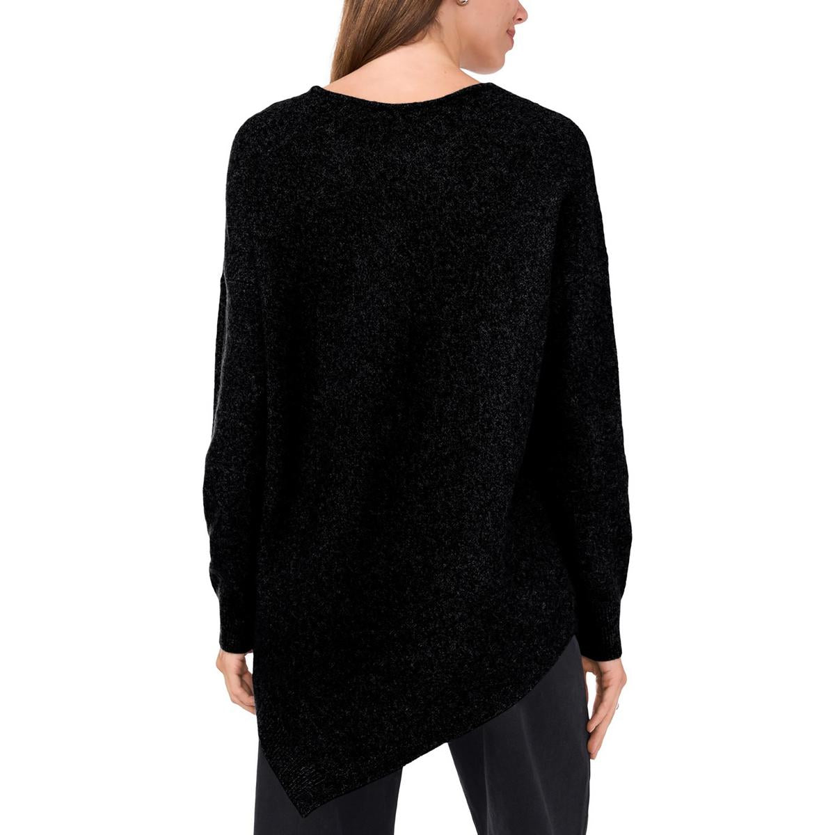 Womens Asymmetric Knit Crewneck Sweater