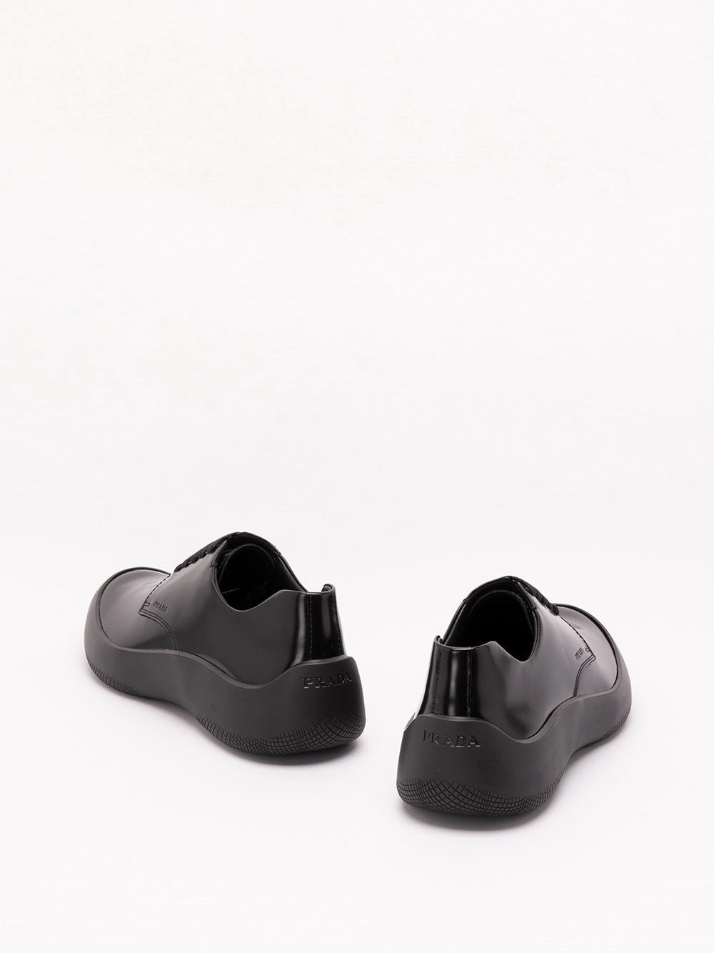 Prada Prada Men Brushed Leather Laced Shoes
