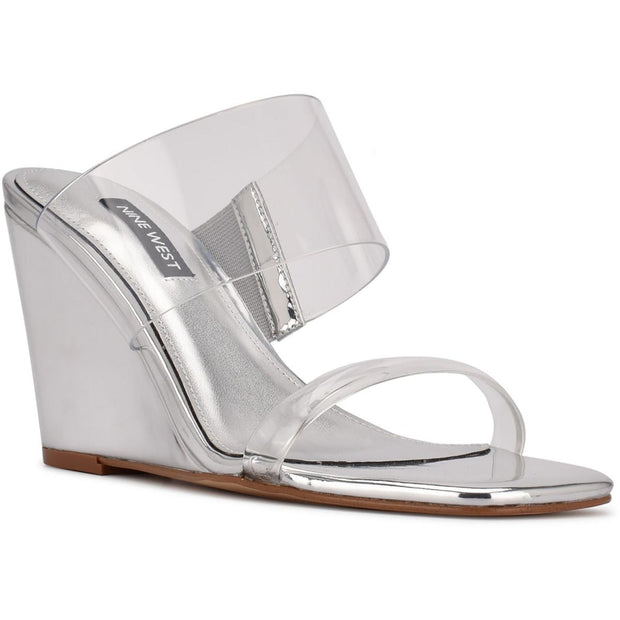 Nats Womens Faux Leather Strappy Wedge Heels
