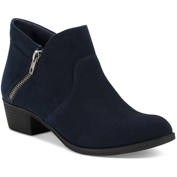 Abby Womens Faux Suede Block Ankle Boots