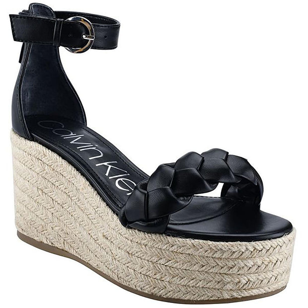 Thea Womens Faux Leather Sandal Wedge Heels