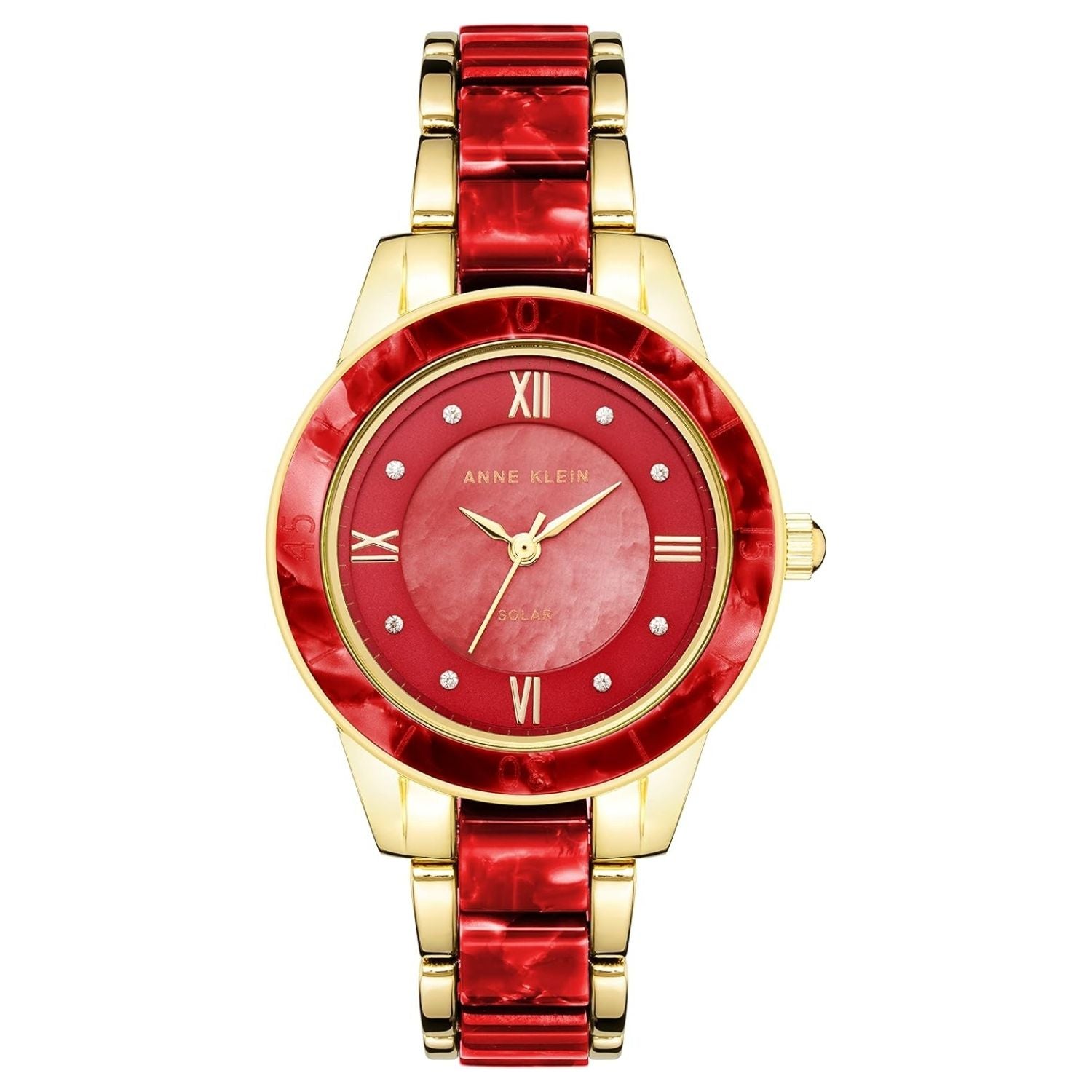 Anne Klein Women's Solar Red Dial Watch - AK/3610GPRD
