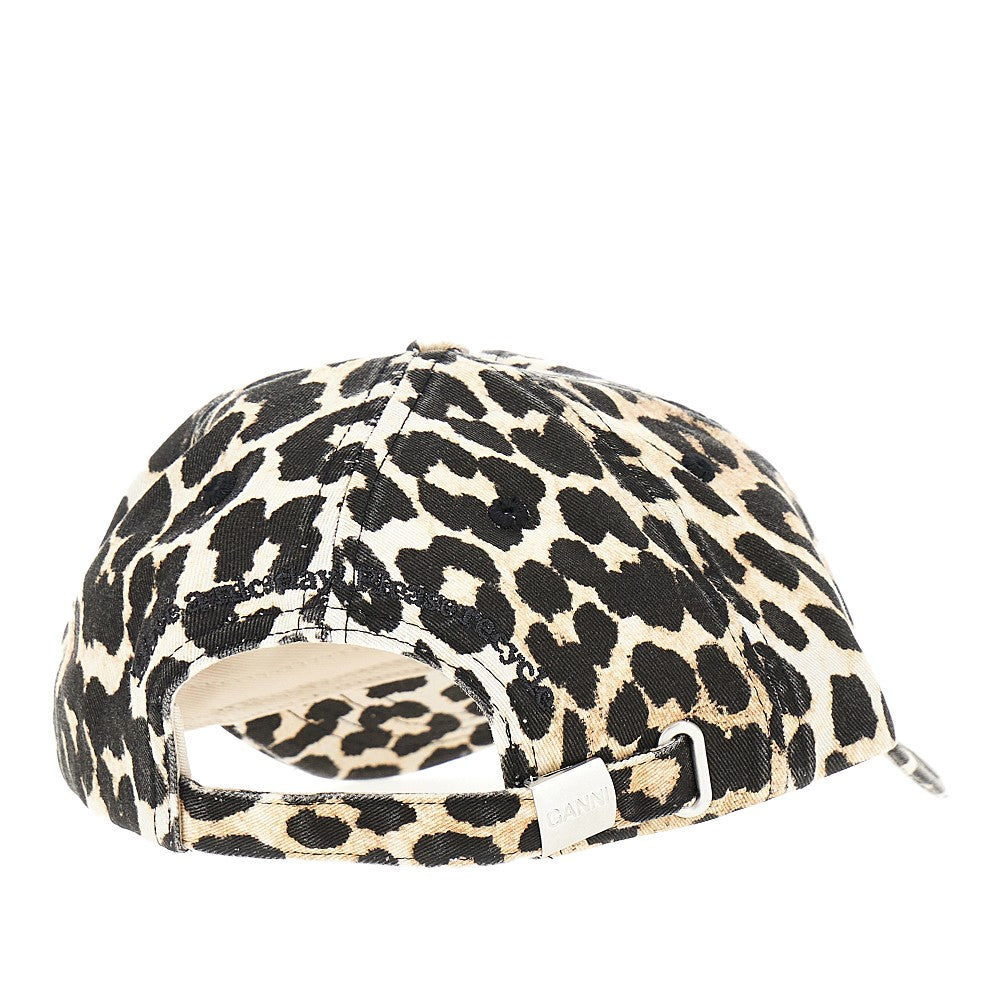Ganni Women Leopard-Print Organic Cotton Baseball Hat