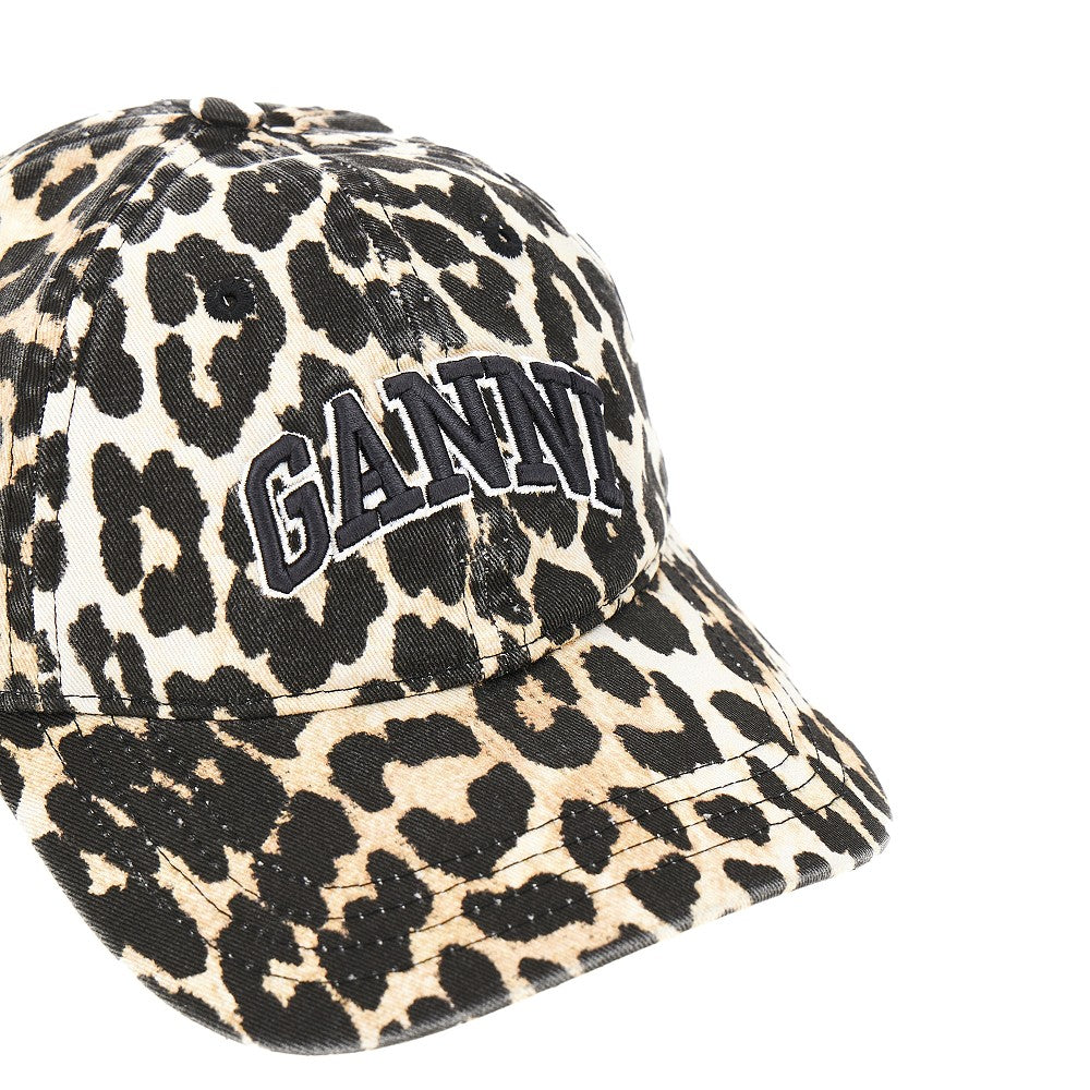 Ganni Women Leopard-Print Organic Cotton Baseball Hat