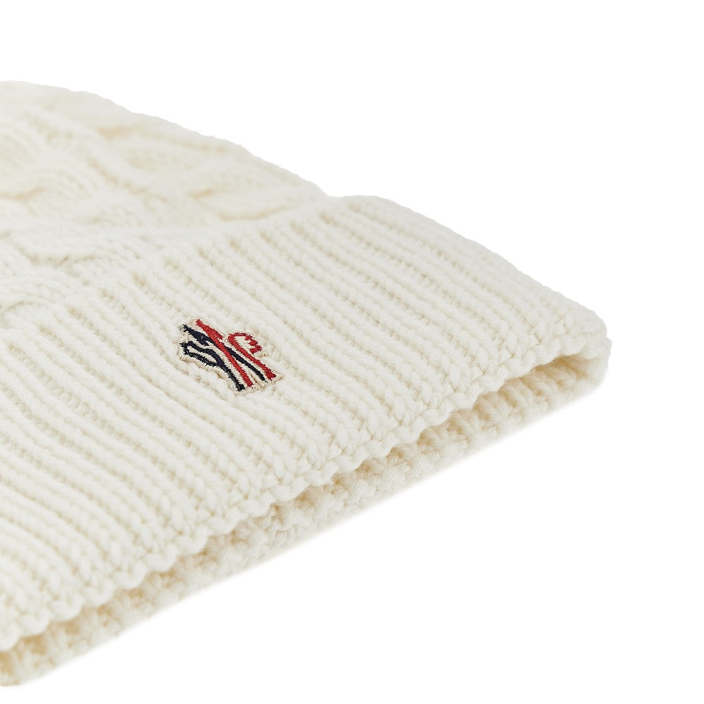 Moncler Grenoble Women Wool Beanie Hat With Fur Pompom