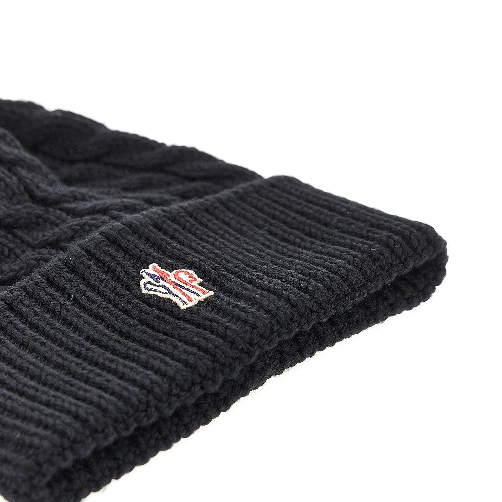 Moncler Grenoble Women Wool Beanie Hat With Fur Pompom