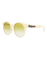 Alexander McQueen Womens Round/Oval White White Yellow Fashion Designer Eyewear