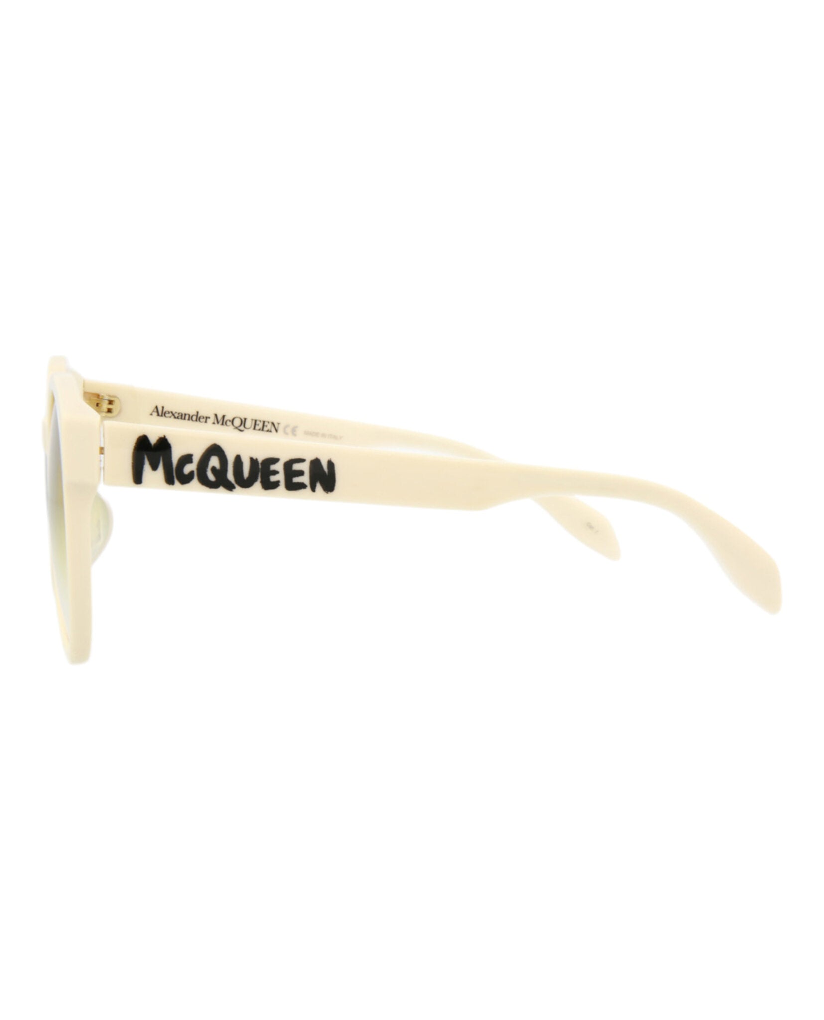Alexander McQueen Womens Round/Oval White White Yellow Fashion Designer Eyewear