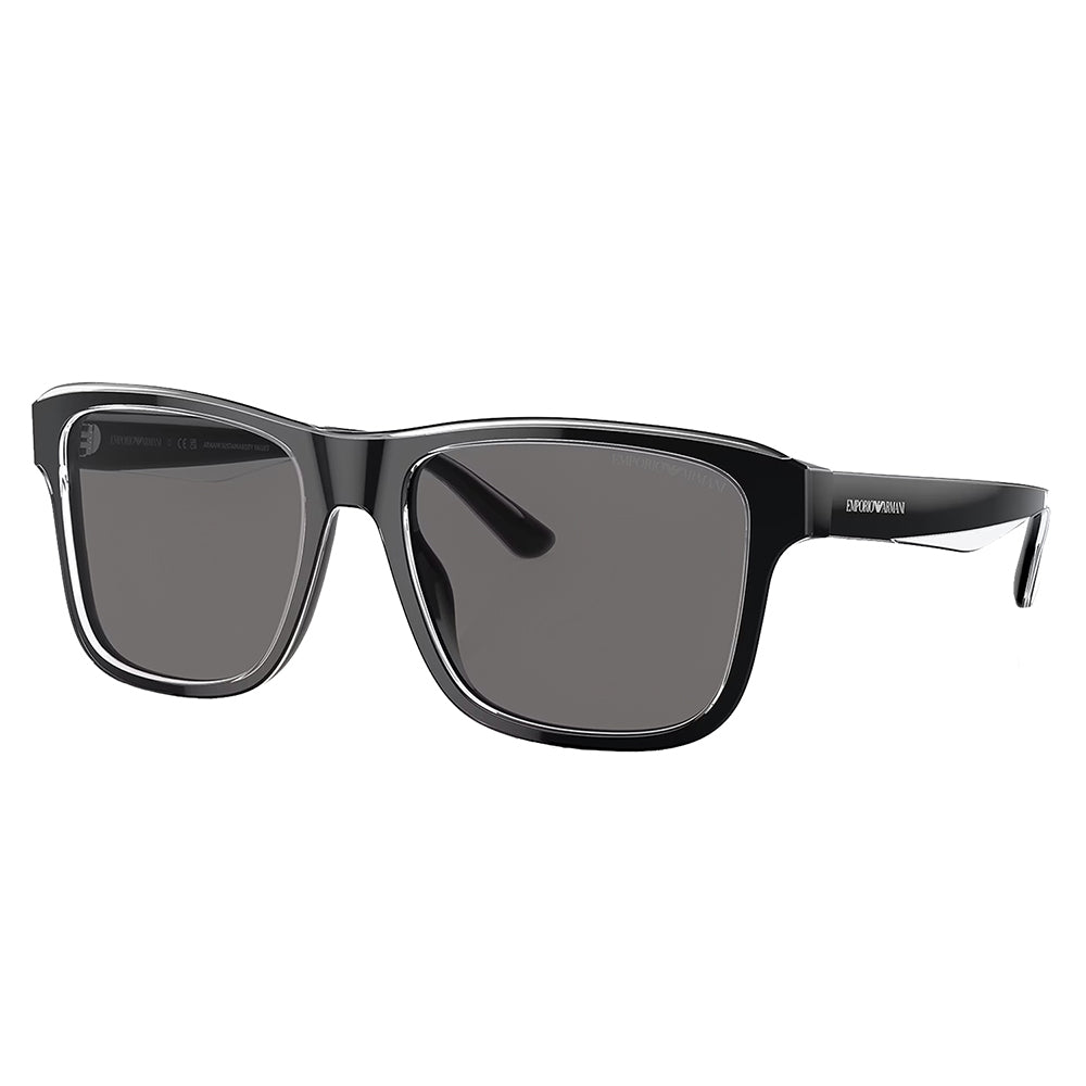 EA 4208 605187 56mm Unisex Square Sunglasses Shiny Black Crystal