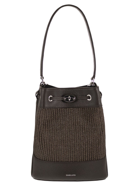 Zanellato Women Monda' - Leather And Straw Bucket Bag Size S – Bluefly