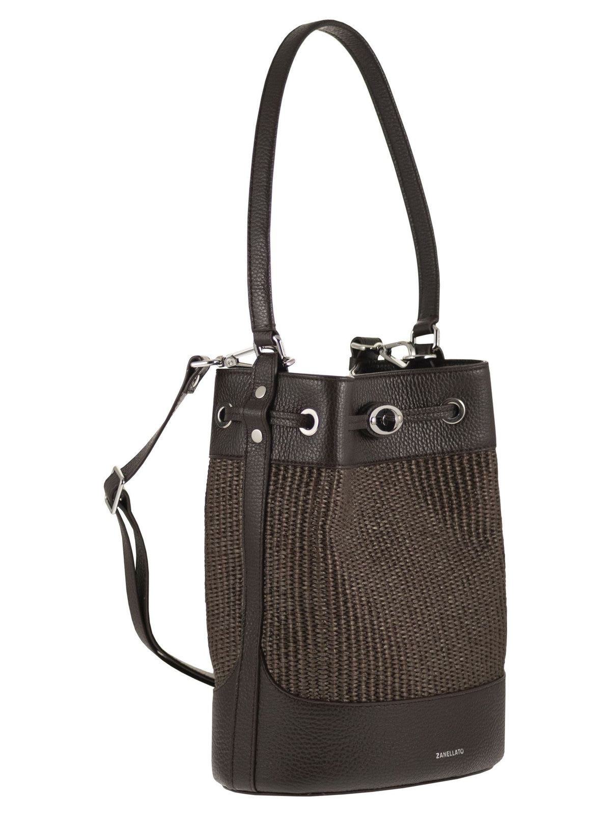 Zanellato Women Monda' - Leather And Straw Bucket Bag Size S