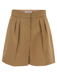 Max Mara Women Mxmtabacco - Stretch Cotton Satin Shorts