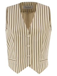 Max Mara Women Mxmfauno - Striped Cotton And Silk Canvas Waistcoat