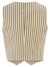 Max Mara Women Mxmfauno - Striped Cotton And Silk Canvas Waistcoat