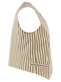 Max Mara Women Mxmfauno - Striped Cotton And Silk Canvas Waistcoat