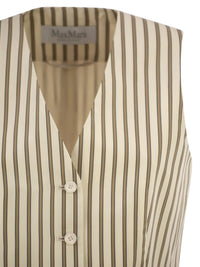 Max Mara Women Mxmfauno - Striped Cotton And Silk Canvas Waistcoat