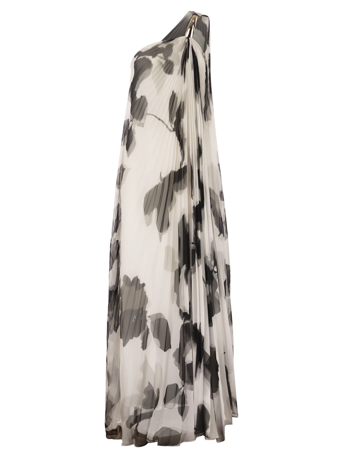 Max Mara Women Mxefuggito - One-Shoulder Pleated Printed Long Dress