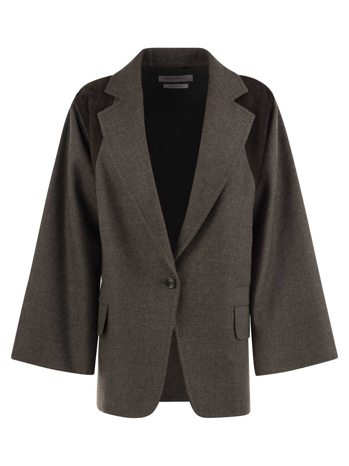 Max Mara Women Mxsfenice - Single-Breasted Virgin Wool Blazer With Lambskin Details