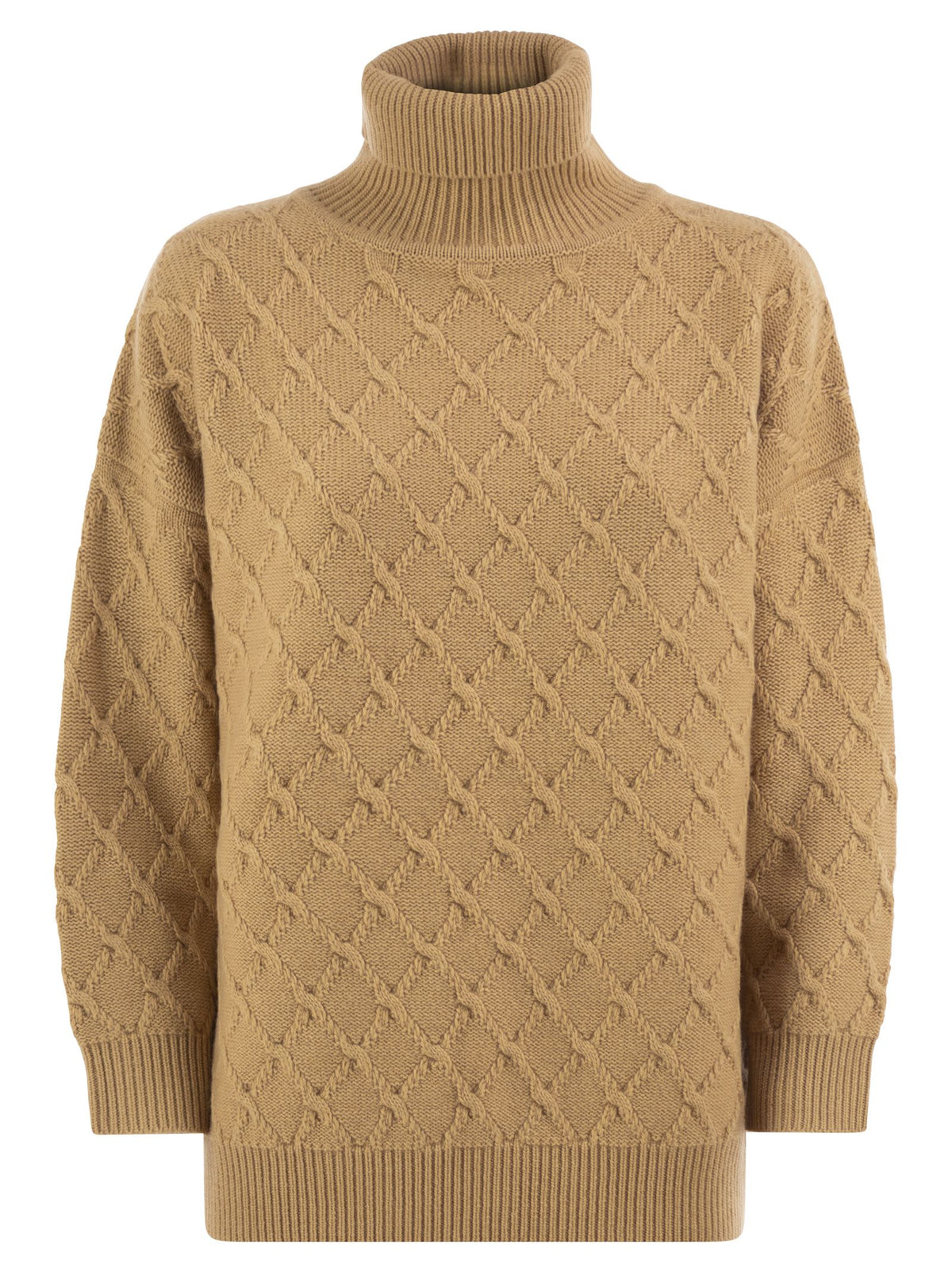 MAX MARA Max Mara Women Mxmbambola - Wool And Cashmere Roll-Neck Jumper With Diamond Knit