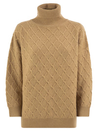 MAX MARA Max Mara Women Mxmbambola - Wool And Cashmere Roll-Neck Jumper With Diamond Knit