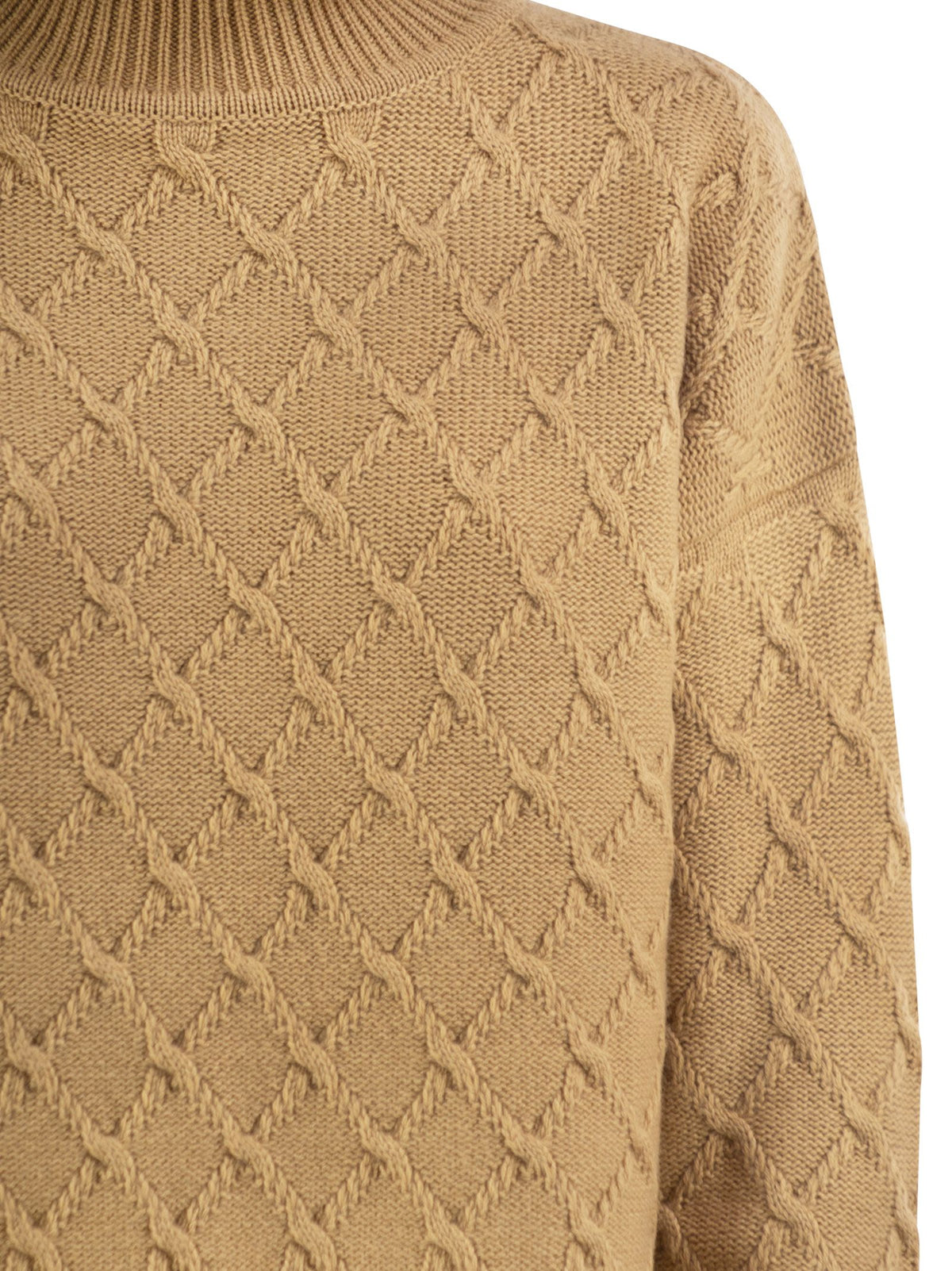 MAX MARA Max Mara Women Mxmbambola - Wool And Cashmere Roll-Neck Jumper With Diamond Knit