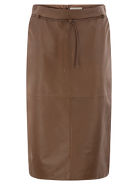 Max Mara Women Mxmfantino - Lamb Leather Midi Skirt With Leather Belt