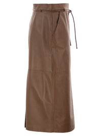 Max Mara Women Mxmfantino - Lamb Leather Midi Skirt With Leather Belt