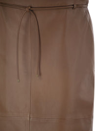 Max Mara Women Mxmfantino - Lamb Leather Midi Skirt With Leather Belt