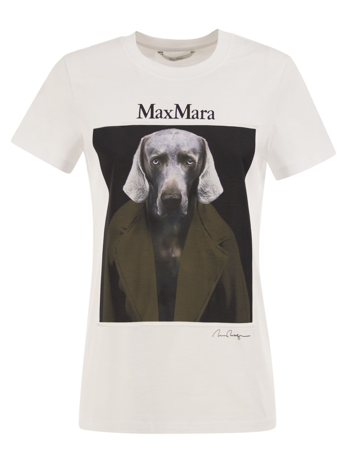 Max Mara Women Mxmcalca - Cotton T-Shirt With Max Mara Graphic Print