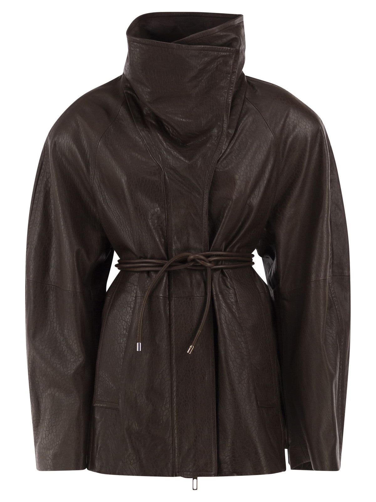 Sportmax Women Spsalaggio - Lamb Leather Jacket With High Neck And Belt