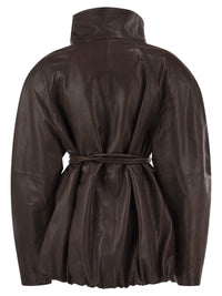Sportmax Women Spsalaggio - Lamb Leather Jacket With High Neck And Belt