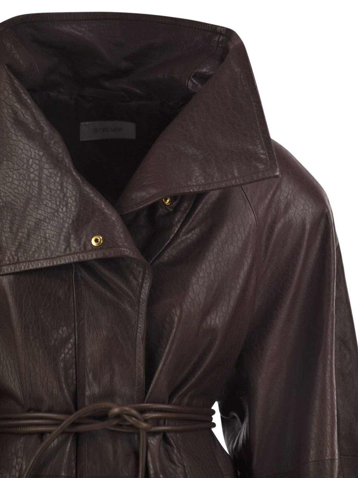 Sportmax Women Spsalaggio - Lamb Leather Jacket With High Neck And Belt