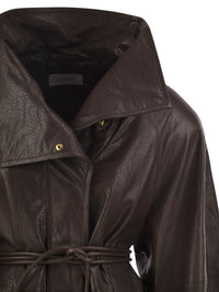 Sportmax Women Spsalaggio - Lamb Leather Jacket With High Neck And Belt