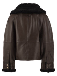 Sportmax Women Spssalve - Cropped Lambskin Leather Jacket With Shearling Collar