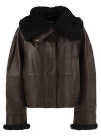 Sportmax Women Spssalve - Cropped Lambskin Leather Jacket With Shearling Collar