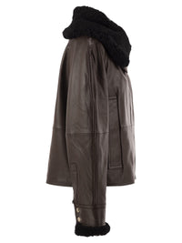 Sportmax Women Spssalve - Cropped Lambskin Leather Jacket With Shearling Collar