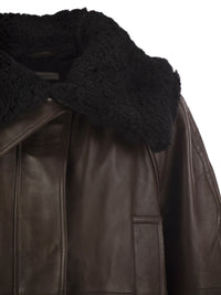Sportmax Women Spssalve - Cropped Lambskin Leather Jacket With Shearling Collar