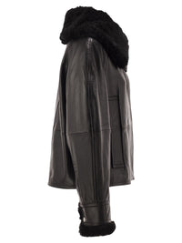 Sportmax Women Spssalve - Cropped Lambskin Leather Jacket With Shearling Collar