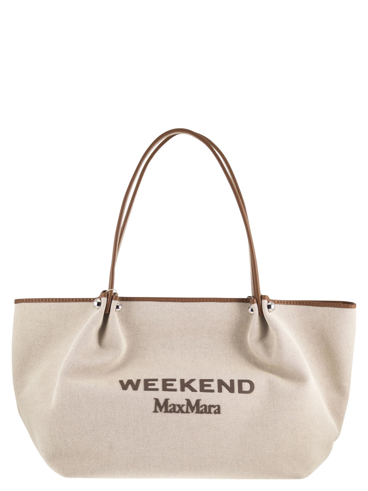 Weekend Maxmara Women Wkagetto - Canvas Shopper Bag With Leather Trims
